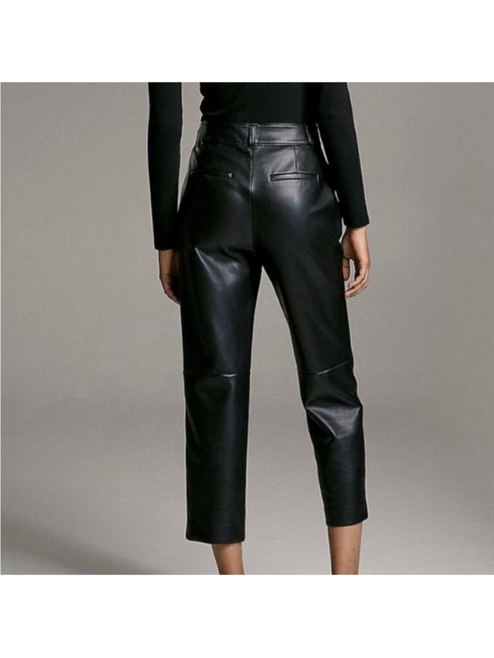 Babaton Aritzia Size 8 Black Command Cropped Vegan Leather Pants - Picture 2 of 6